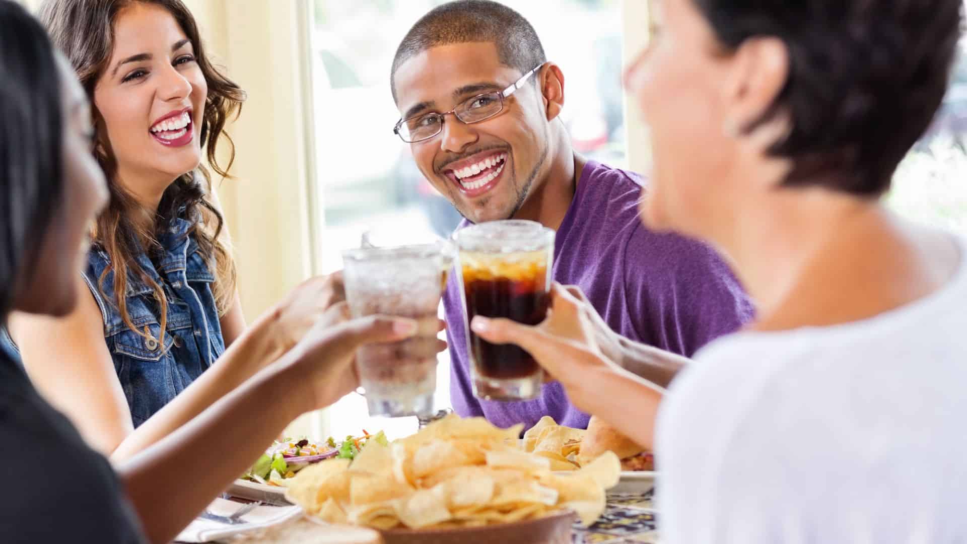 A group of friends having lunch together