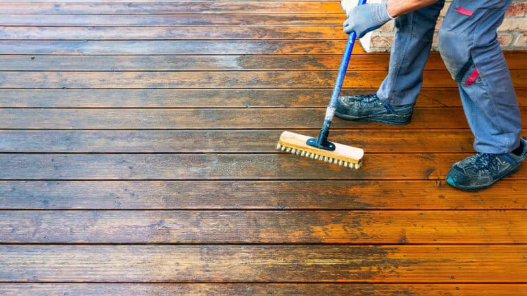 Cleaning a wooden deck