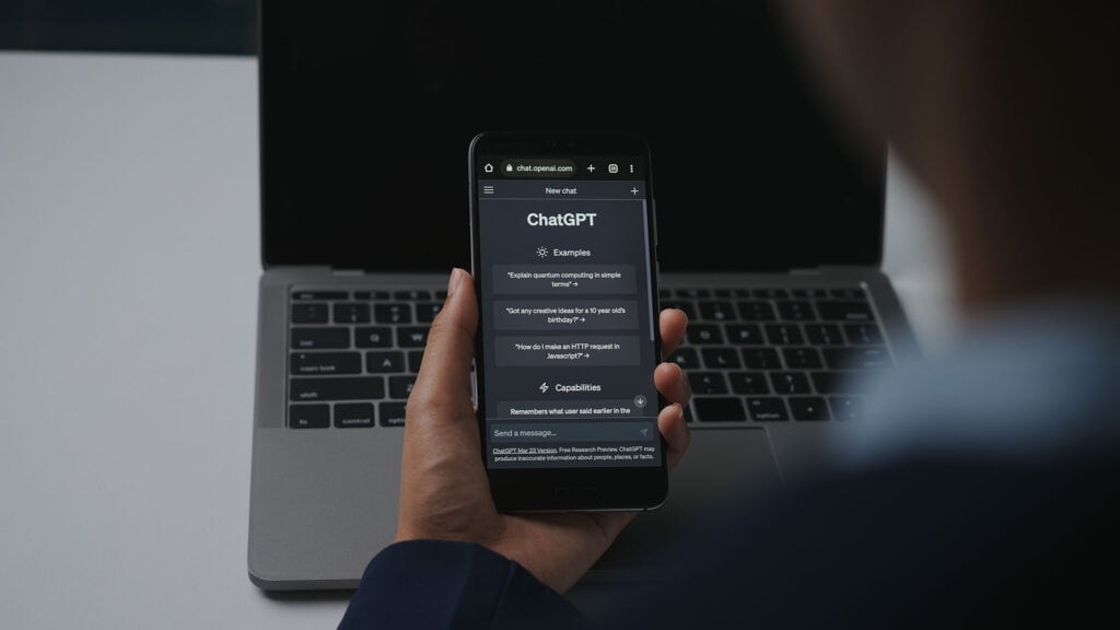 ChatGPT on a mobile phone